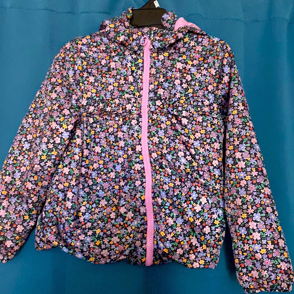 Floral print hooded Spring jacket